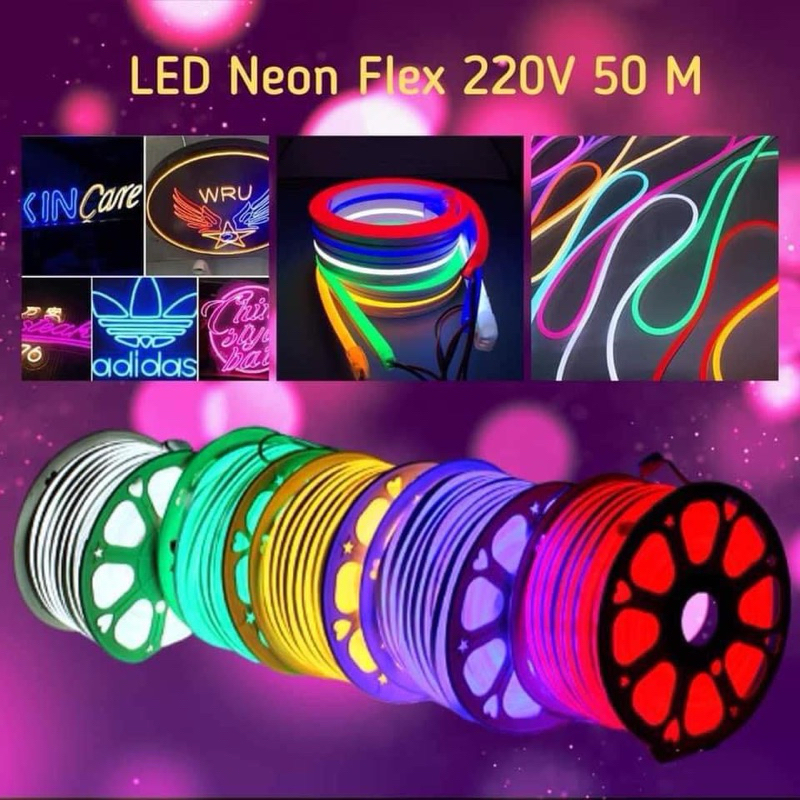 ไฟนีออนเฟล็กซ์ 2835 220Vไฟเส้นLEDยาว50-100เมตรค่ะ✅ 1ม้วน 50 เมตรมีปลั๊กแถม2เส้นค่ะ✅1ม้วน100เมตรแถมปลั้ก4เส้นค่ะ✅