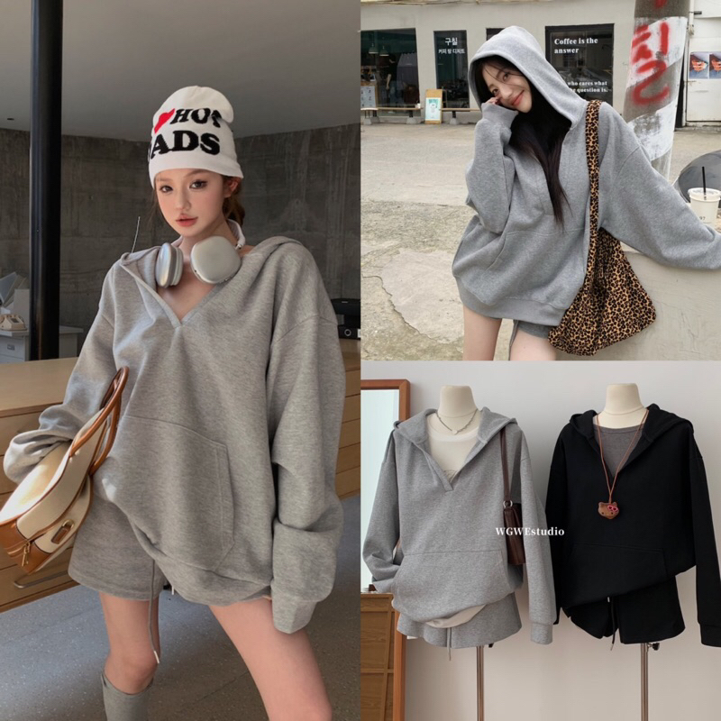 Set2pcs.เสื้อฮูดแขนยาว+กางเกงขาสั้นรุ่น 9800 TAG:WG.WE