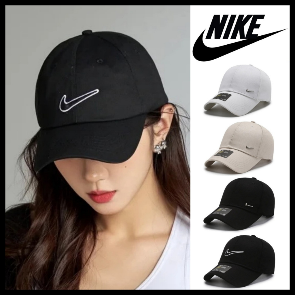 หมวก NIKE หมวกเบสบอลปัก ใส่ได้ทั้งหญิงและชาย ระบายอากาศได้ หมวกแฟชั่น กันแดด สีพื้น มินิมอล ใส่เที่ยว ปรับขนาดได้