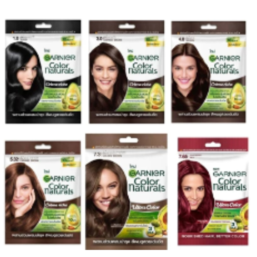 (1ซอง)Garnier Color Naturals Crème Riche การ์นิเย่ คัลเลอร์ แนทเชอรัลส์ ครีมเปลี่ยนสีผมถาวร