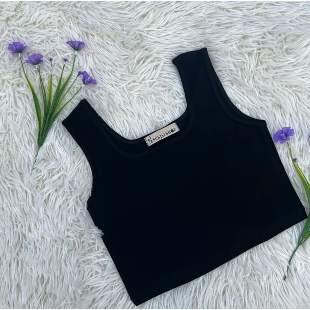 เสื้อกล้ามครอป คอเหลี่ยม (เสื้อกล้าม) Lady Clothing Women ผู้หญิง