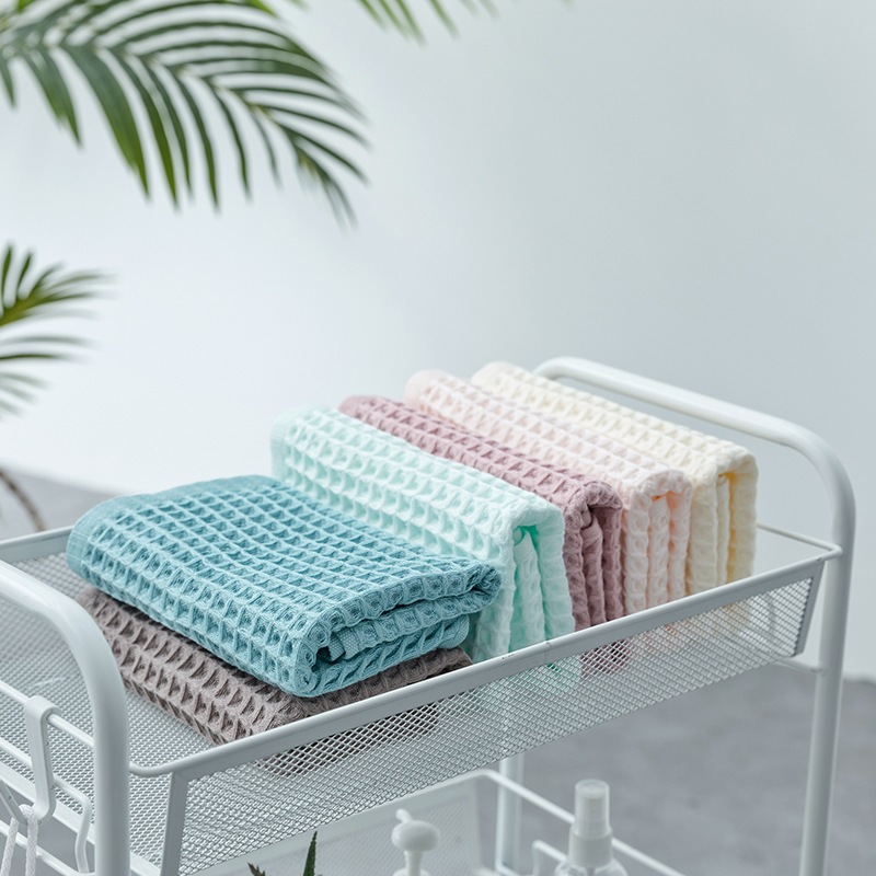 ShopAt.Two ผ้าเช็ดหน้า ผ้าฝ้ายวาฟเฟิล คุณภาพดี นุ่ม ซับน้ำดี ขนาด 34x34 ซม
