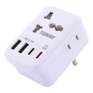 Toshino ปลั๊กแปลงขาแบน 3P + 2USB + 2 Type C รุ่น PU-PD20W