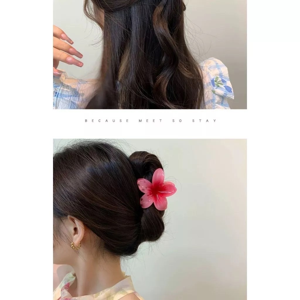 G172 กิ๊บติดผม ลายดอกไม้ ลีลาวดี น่ารัก ไล่โทนสี สไตล์เกาหลี สําหรับผู้หญิง - รูปที่ 4