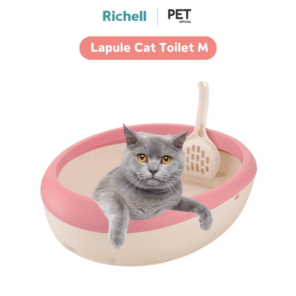 Richell Pet(ริเชล) Lapule Cat Toilet Size M กระบะทรายแมวทรงเปิด พร้อมที่ตักทราย กระบะทรายแมว