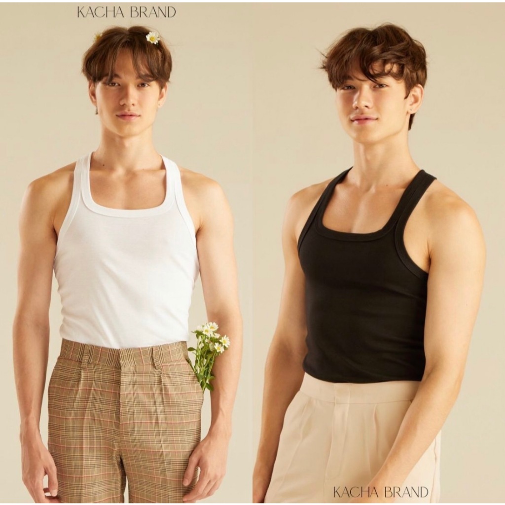 เสื้อกล้ามผู้ชาย ขาว ดำ KACHA BRAND