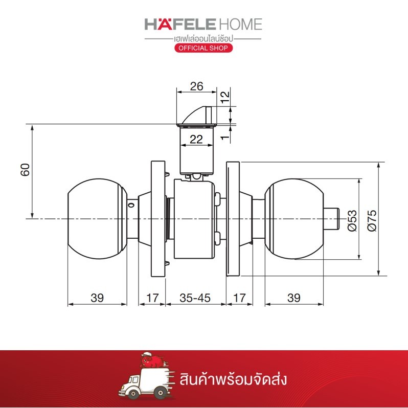 HAFELE ลูกบิดประตูสแตนเลสสตีล รุ่นพรีเมียม – STAINLESS STEEL KNOB LOCKSET – PREMIUM RANGE ราคา ถูกที่สุด ดีลบีเคเค แกลเลอรีภาพที่ 6