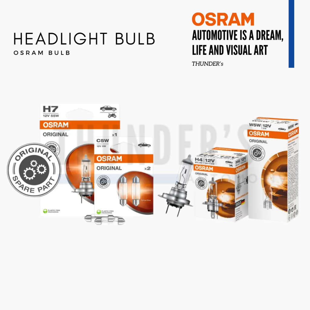Osram หลอดไฟหน้า 12/24V, H1 H3 H4 H7 HB3 HB4 H11 H16
