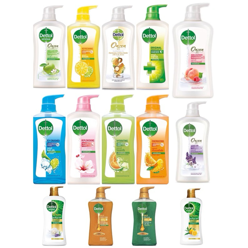 Dettol ขวด 450ml. 500 ml.เดทตอล เจลอาบน้ำ สูตรแอนตี้แบคทีเรีย โปรเฟรช แอคทีฟ 500 มล.