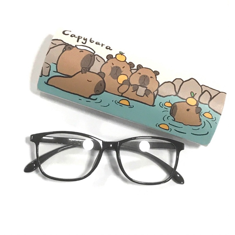 CPBR กล่องแว่น กล่องแว่นตา GLASSES CASE ทรงใหม่ ลาย CAPIBARA ตลับแว่น ฝาปิด (แม่เหล็ก) ขนาด 5.5 x 3.5 x 15.5 Cm MNN