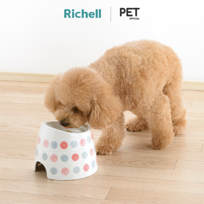 Richell(ริเชล)Raised Dog Bowl S/SS ชามข้าวน้องหมา วัสดุแข็งแรง มีกันลื่น ถูกสรีระ ดีต่อสุขภาพน้องหมา