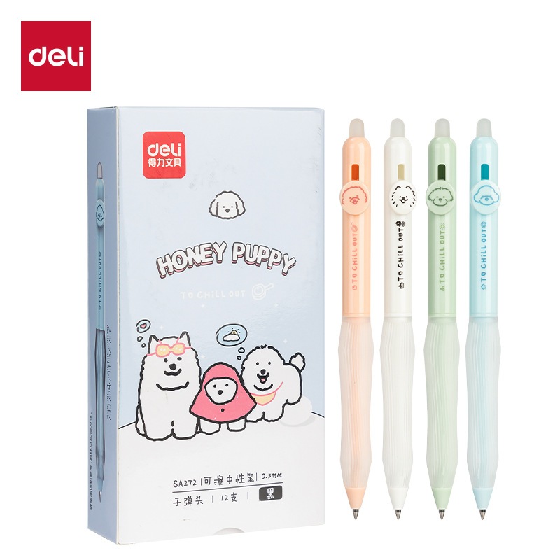 Deli SA272 ปากกาลูกลื่นลบได้ ปากกาเจลลบได้ มียางลบพิเศษที่ปลายด้าม อุปกรณ์การเรียน เครื่องเขียน0.5mm