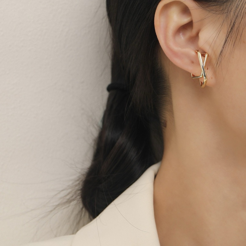 *Earcuff ต่างหูเกี่ยว* - Golden square #Z123 (สีเงิน/สีทอง/1ชิ้น)