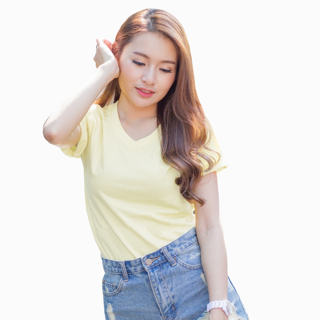 เสื้อยืดเปล่า คอวี  T-SHRIT  "V-NECK" โทน Light Earth โทน6
