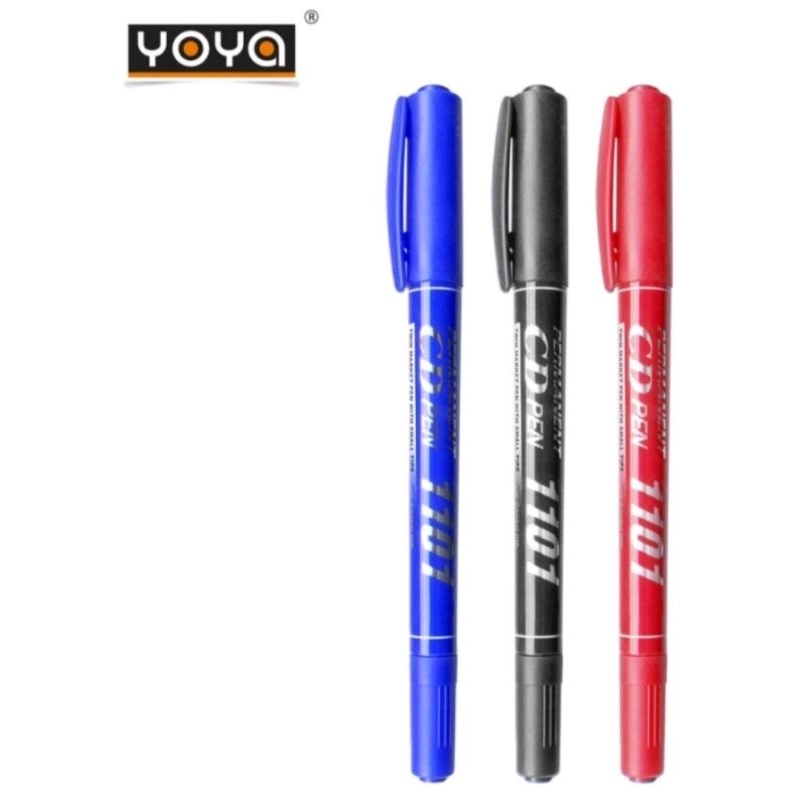 (10ด้าม)ปากกาเขียนซีดี​2หัว​ YOYA​(TWIN MARKER CD PEN) PERMANENT MARKER 1101