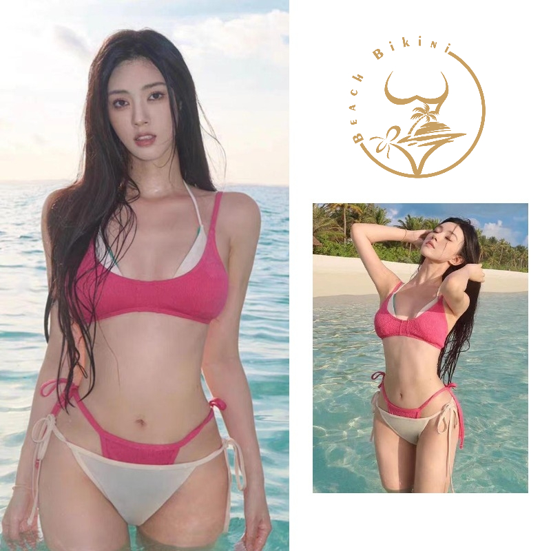 💗ส่งไวจากไทย💗sexy bikini ชุดว่ายน้ำ บิกินี่4ชิ้น bikini sexy set ผูกคอ ผ้าว่ายน้ำพรีเมียม