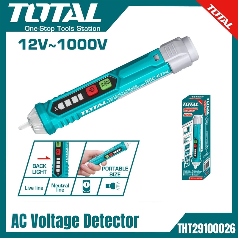 Total ปากกาวัดแรงดันไฟฟ้า 12V - 1000V แบบไม่ต้องสัมผัส รุ่น THT29100026 ( Non contact AC Voltage Detector )