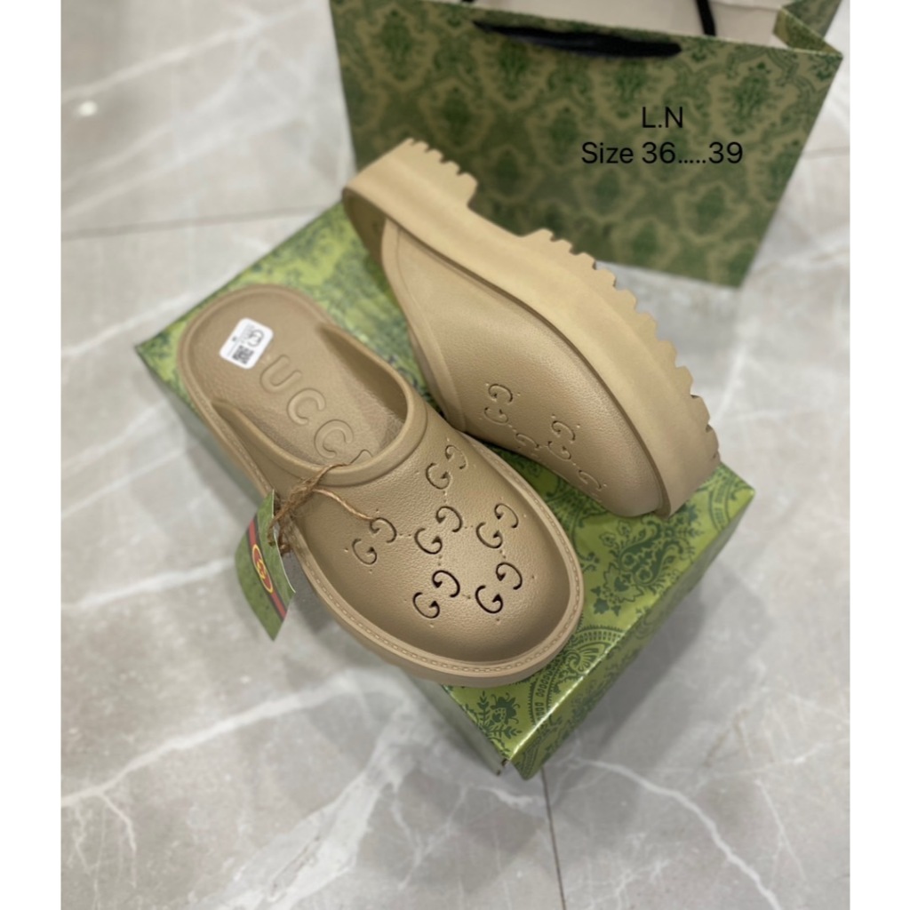 🌈จัดโปรลด50🌟G-U-C-C-I Mules รองเท้าแตะผู้หญิง เสริมส้น5CM นุ่มใส่สบาย 📸