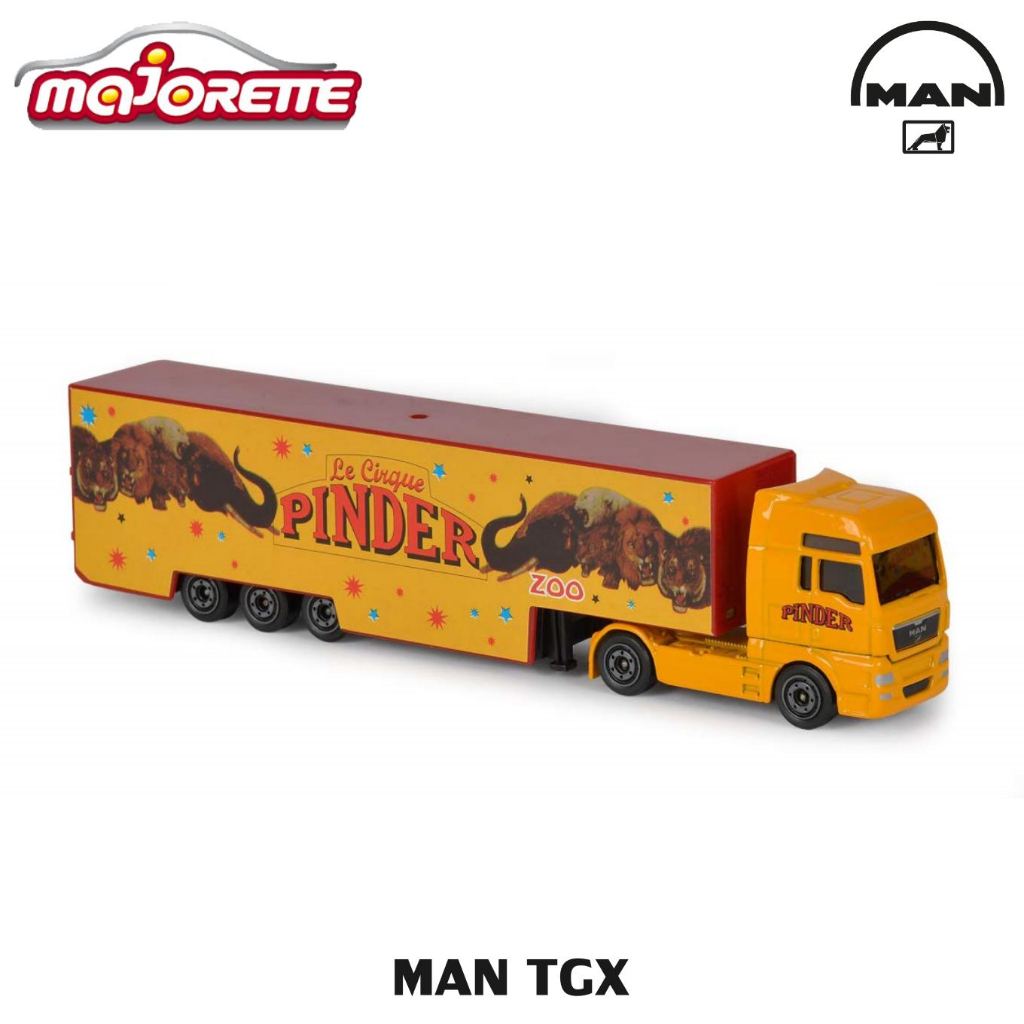 โมเดลรถเหล็ก majorette MAN TGX - LE CIRQUE PINDER สเกล1/100 (แนวรถพ่วง) ลิขสิทธิ์แท้100% มาเจอเร็ต (รถนอกแพ็ค)