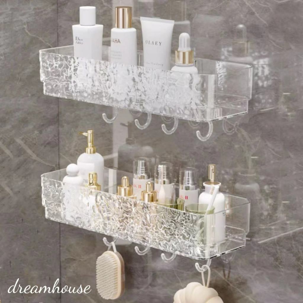 ที่วางสบู่ โปร่งแสง ชั้นเก็บของ กล่องสบู่ มีตะขอ ไม่ต้องเจาะรูที่ผนัง Dreamhouse