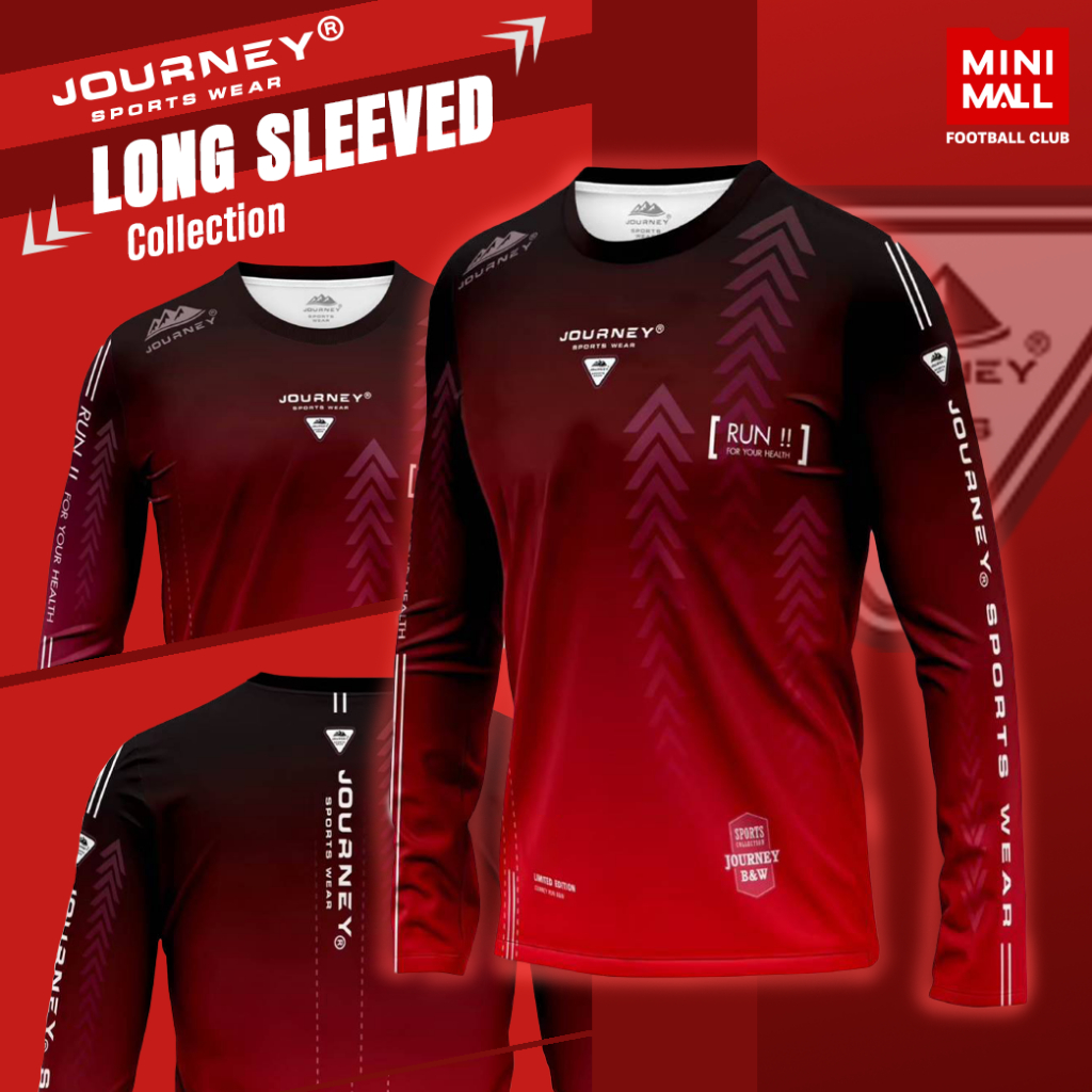 Jojourney เสื้อกีฬา (เสื้อแขนยาว LG-BW) ใส่ออกกำลังกายผ้าไมโครสปอร์ต สบายระบายอากาศ พิมพ์ลายทั้งตัว