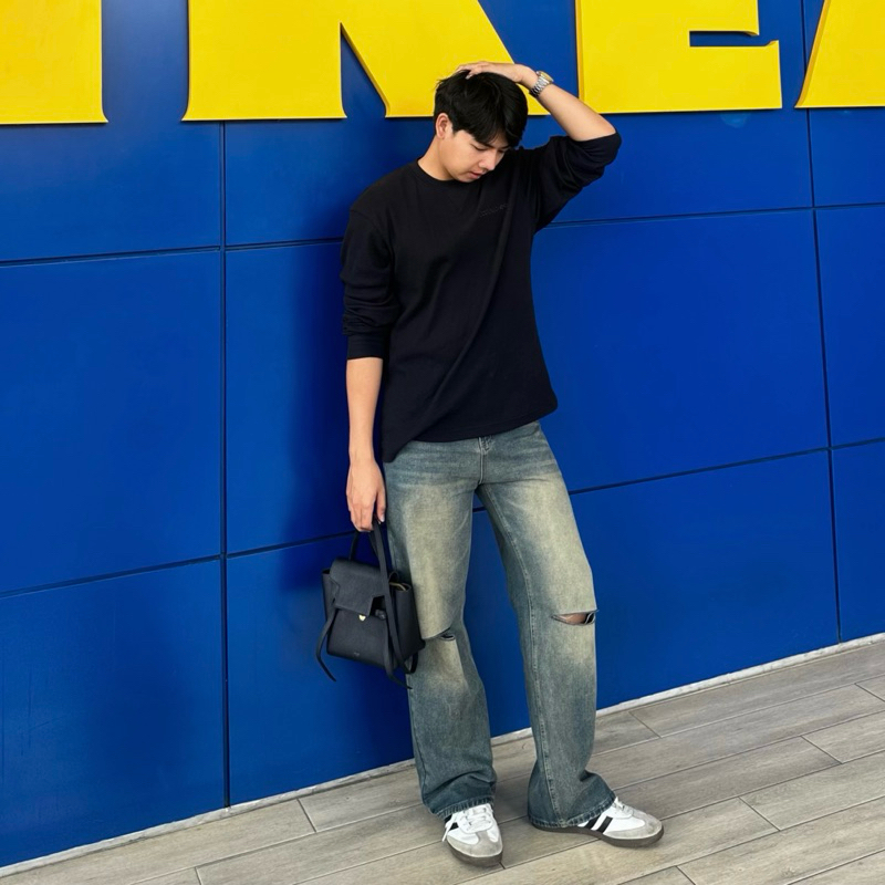 ‼️ สินค้าขายดี  Street Jeans V.4 กางเกงยีนส์ทรงกระบอกกลาง แต่งขาดตรงเขา ทรงสวย เนื้อผ้าเกรดดี  ✨ ราคา ถูกที่สุด ดีลบีเคเค แกลเลอรีภาพที่ 9