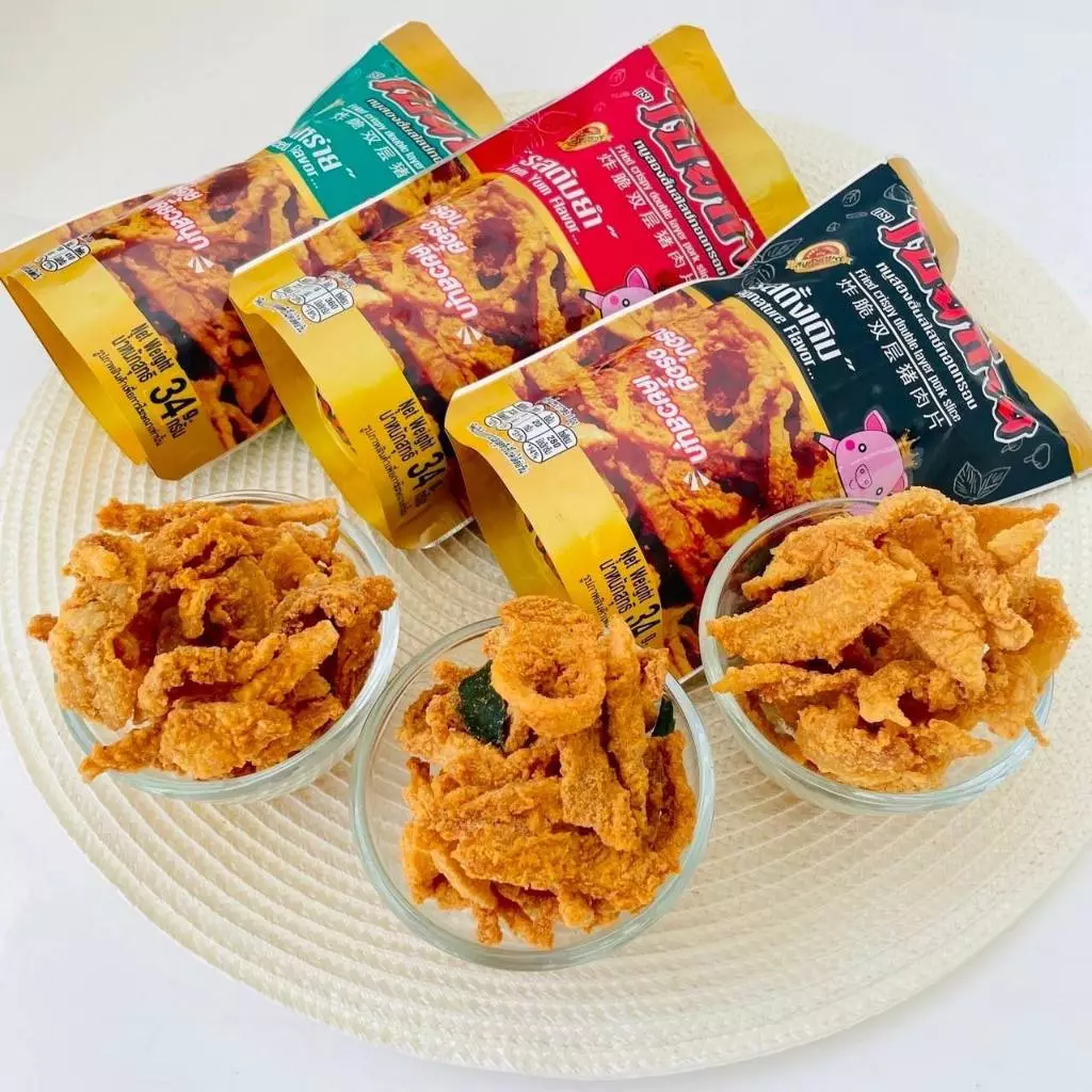 🥓หมูสองชั้นสไลซ์ทอดกรอบ🥓หมูกระจก โป๊ยก่าย 38 กรัม มีให้เลือก 3 รสชาติ และของทานเล่นอื่นๆ thumbnail 6