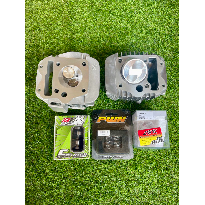 ชุด57-59 2วาล์ว เวฟ125 RSX iบังลม ขนาดวาล์ว28-24ลูกLHKสลัก13 แคมแต่ง168shop สปริงวาล์วแต่งPWN ใส่ชัก