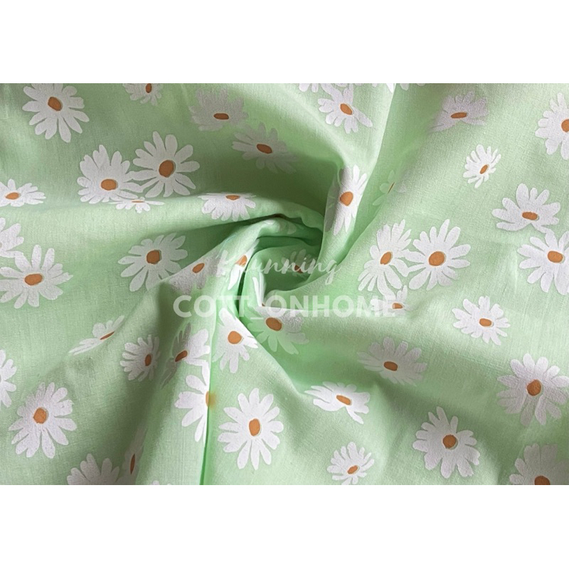 ผ้าเมตร ผ้าคอตตอนทีซี ลายเดซี่ หน้ากว้าง 45นิ้ว(110cm) ลายดอกเดซี่ขาว พร้อมส่ง - รูปที่ 3