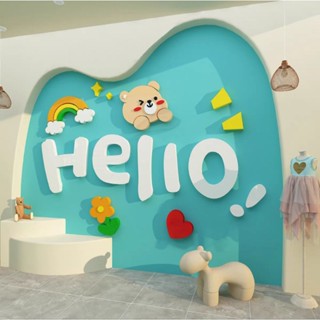 [MH] สติ๊กเกอร์อะคริลิค 3D Hello ขาว น่ารัก