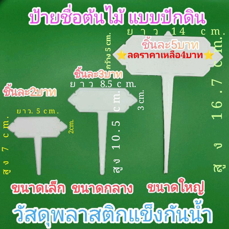 ป้ายชื่อต้นไม้แบบปักในกระถาง ขนาดเล็ก กลาง ใหญ่ และปากกาเขียนป้าย⭐ผลิตจากพลาสติกกันน้ำ⭐