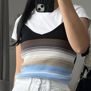 ใส่โค้ด WYUJDU ลดเหลือ 255.-  stripe top เสื้อสายเดี่ยวมีดีเทลด้านหลัง ( nms187 )