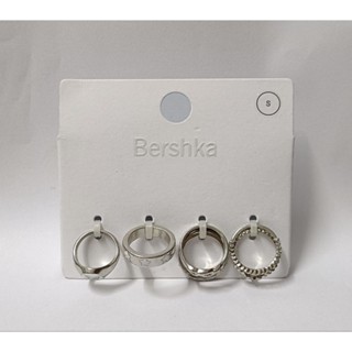 แหวนสีเงิน 6วง แบรนด์ bershka ไซซ์s