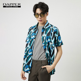 DAPPER เสื้อเชิ้ตแขนสั้น Aqua Camo Motif Print สีฟ้า (BCSD1/153TP)