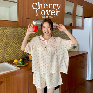 chuuchop_พร้อมส่ง(C8198)🍒🍞🥪Cherry lover night suit เซทชุดนอนลายเชอร์รี