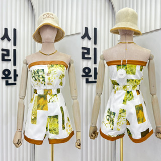 Lalisa999ราคาถูกที่สุด!! jumpsuit strapless จั๊มสูทเกาะอก ขาสั้น