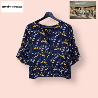 เสื้อ Mysty woman ผ้าโพลีเนื้อดี ไซด์ -  F   อก 40 ยาว 21 นิ้ว  เสื้อทรงสวยน่ารักมาก ลายดอก แขนสวยแต่งโบว์