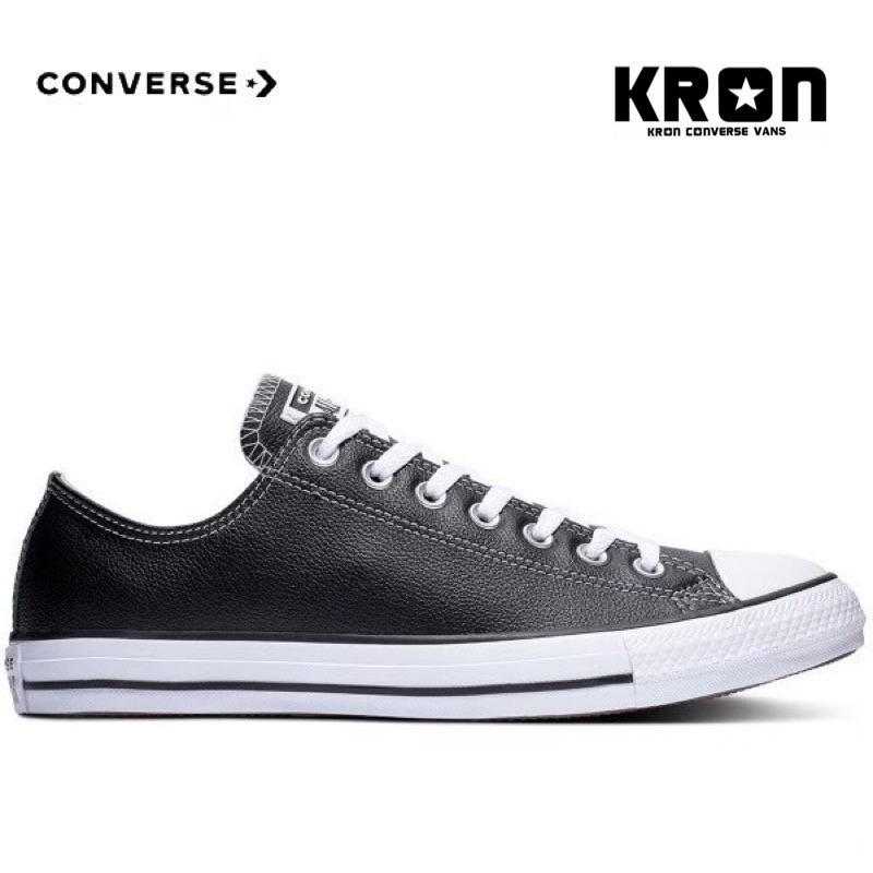 ลิขสิทธิ์แท้ 100% รองเท้าผ้าใบ CONVERSE ALL STAR LEATHER  OX Black ผ้าใบหนังแท้ สีดำ