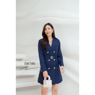 Lalisa999ราคาถูกที่สุด!! Summer D 9986 Blazer dress กระดุมสีทอง+เข็มขัด