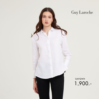 Guy Laroche เสื้อเชิ้ตแขนยาวลินินสีขาว  (GAFQWH)