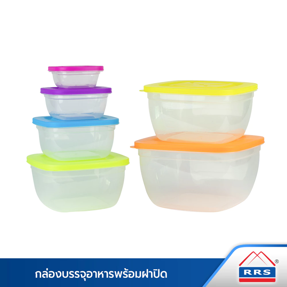 RRS กล่อง บรรจุอาหาร ฝาปิด สีสดใส - เปิดฝาแล้วเข้าไมโครเวฟได้ กดเลือกขนาดได้เลยค่ะ