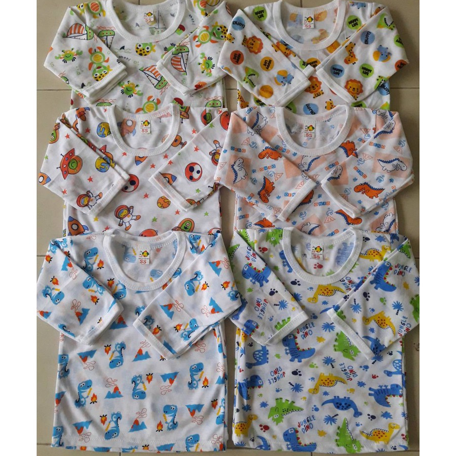 (แพ็ค 6 ตัว) เสื้อแขนยาวเด็ก แบบสวม ไซส์SS เด็ก 1 - 6 เดือน ผ้า Cotton นิ่มใส่สบาย(ลายเปลี่ยนไปตามรอบการผลิต)