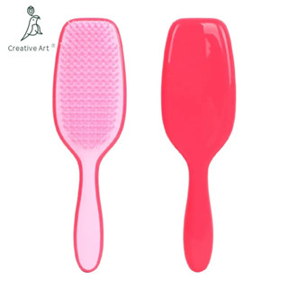 Detangling Hair Brush แปรงหวีผม หวีผมแห้งและผมเปียก สีชมพูสดใส หวีสำหรับจัดแต่งทรงผม ใช้ได้ทุกประเภทผม