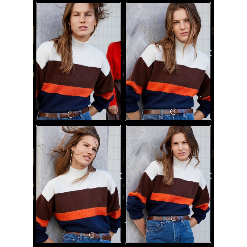 H&M x M ไหมพรมนุ่ม คอปีน สีสวยมาก อก 44 ยาว 19 Code: 1400(9)