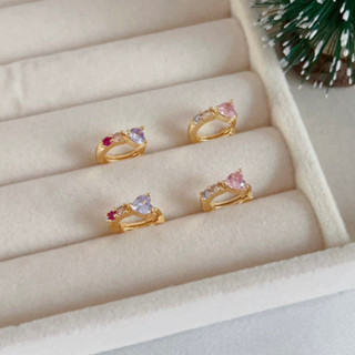 266-littlegirl gifts-Heart Colour diamond  earring