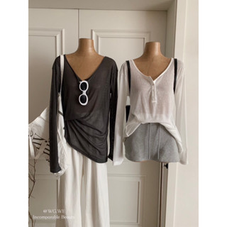 เสื้อคอยูกระดุมหน้า งานเก๋ด้านหลัง TAG:WG.WE 🇰🇷