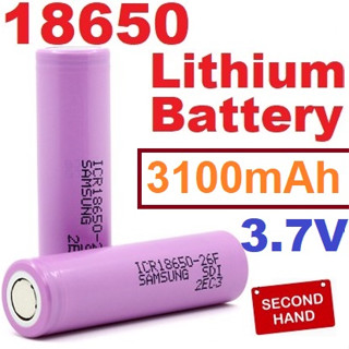 ถ่าน 18650 สีม่วง 3.7V 3100mAh แท้มีแบรน Samsung LG Sanyo เป็นแบตมือสองแกะจากแบตโน๊ตบุ๊ค