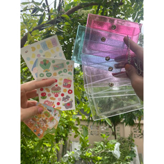 กระเป๋าใส พร้อมสติ๊กเกอร์ตกแต่ง ใส่แบงค่ ใส่เหรียญ ใส่บัตรได…