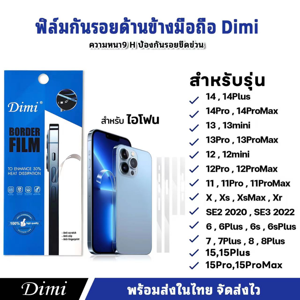 ฟิล์มใส ฟิล์มกันรอยขอบข้างเเล้วด้านบน ฟิล์มใส่บางพิเศษ รุ่น สำหรับ  i12 12pro 12promax i13 13pro 13p