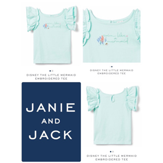 DISNEY THE LITTLE MERMAID EMBROIDERED TEE เสื้อยืดลายปัก disney x janie and hack สีเขียวมิ้นท์ แบรนด์แท้อเมริกา